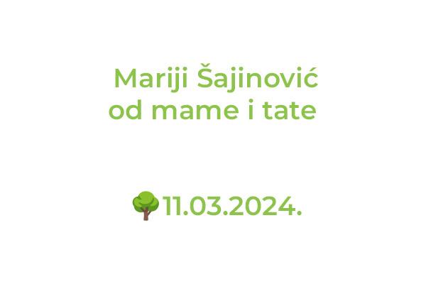 Tabla uz lipu: Mariji Šajinović od mame i tate